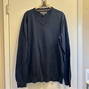 Men’s LT Navy V-neck Cotton Sweater Eddie Bauer